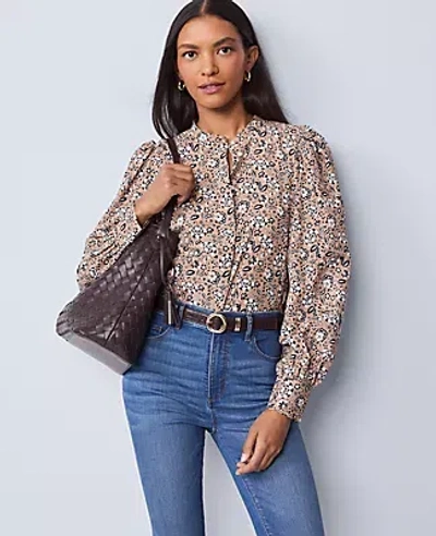 Ann Taylor Petite Weekend Collection Floral Button Down Shirt