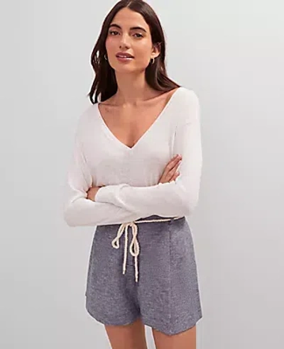 Ann Taylor Petite Weekend Collection Linen Blend V-neck Sweater