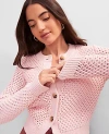 Ann Taylor Petite Weekend Collection Mesh Cardigan In Pink