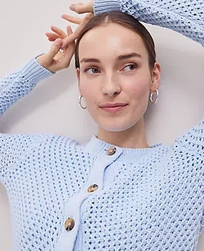 Ann Taylor Petite Weekend Collection Mesh Cardigan In Zephyr Blue