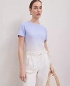 Ann Taylor Petite Weekend Collection Ombré Linen-blend Tee In Indigo Ombre