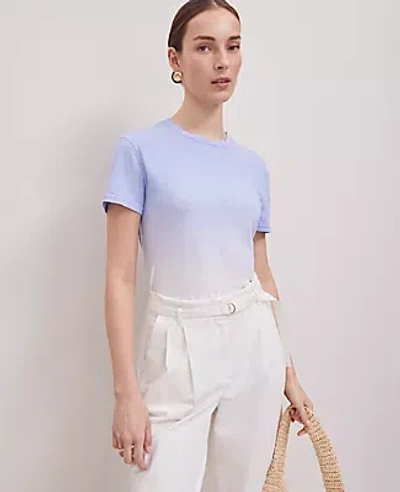 Ann Taylor Petite Weekend Collection Ombré Linen-blend Tee In Indigo Ombre