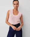 Ann Taylor Petite Weekend Collection Open-stitch Sweater Shell Top In Soft Blush