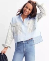 Ann Taylor Petite Weekend Collection Oversized Cropped High-low Shirt In Larmar Blue