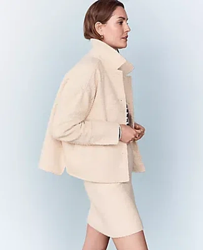 Ann Taylor Petite Weekend Collection Petite Collared Button Front Relaxed Jacket In Sand Shell