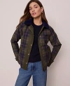 Ann Taylor Petite Weekend Collection Plaid Collared Jacket In Green