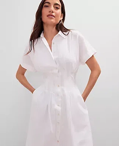 Ann Taylor Petite Weekend Collection Pleated Midi Pocket Shirtdress