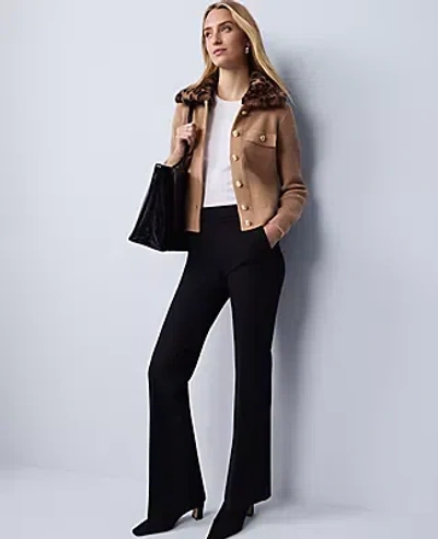 Ann Taylor Petite Weekend Collection Ponte Flare Pant In Black
