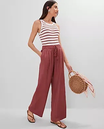 Ann Taylor Petite Weekend Collection Pull-on Wide-leg Pant In Brown