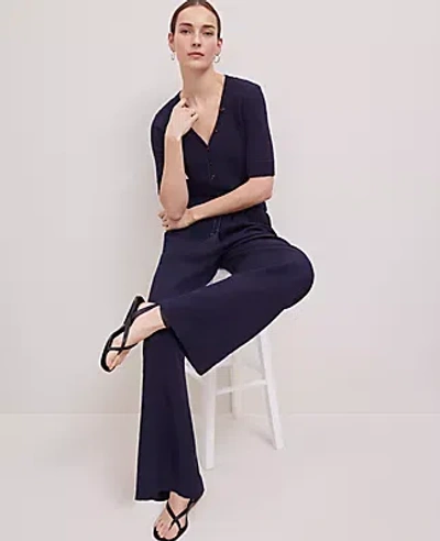 Ann Taylor Petite Weekend Collection Pull-on Wide-leg Pant In Night Sky