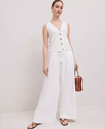 Ann Taylor Petite Weekend Collection Pull-on Wide-leg Pant In White