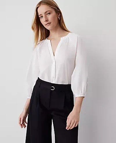 Ann Taylor Petite Weekend Collection Raglan Popover Top In White
