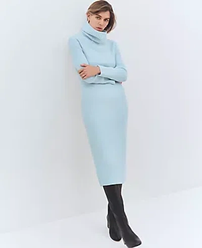 Ann Taylor Petite Weekend Collection Ribbed Sweater Dress In Nordic Sky Blue