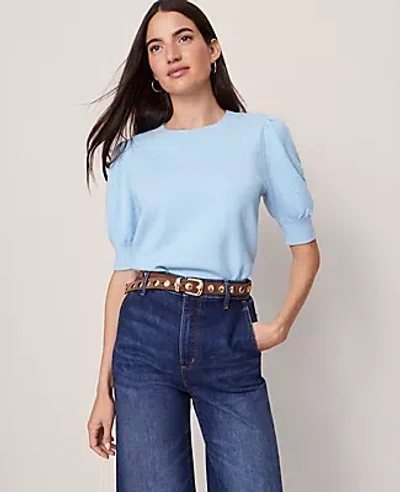 Ann Taylor Petite Weekend Collection Ruched Sweater Tee In Blue