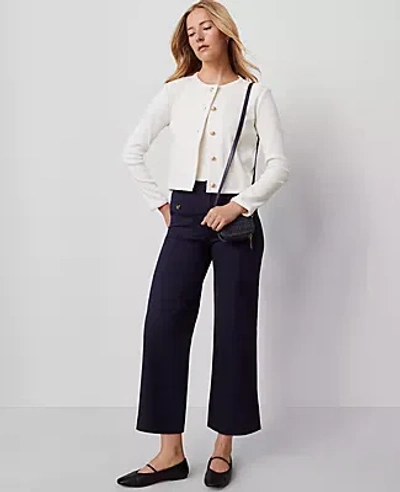 Ann Taylor Petite Weekend Collection Sateen Patch Pocket Pant In Black