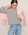 Ann Taylor At Weekend Striped Crew Neck Sweater In Ww - Black