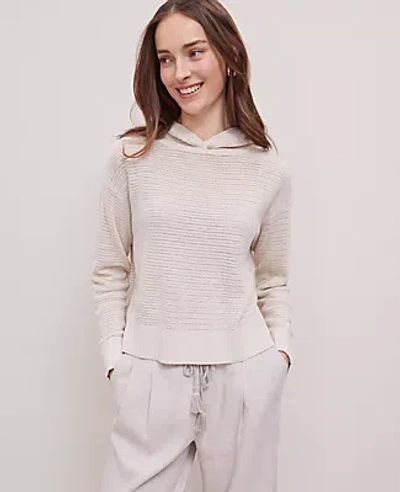 Ann Taylor Petite Weekend Collection Textured Hoodie Sweater In Fresh Sand