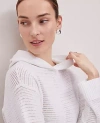 Ann Taylor Petite Weekend Collection Textured Hoodie Sweater In White