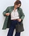 Ann Taylor Petite Weekend Collection Varsity Collar Quilted Jacket In Dried Cilantro
