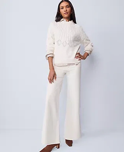 Ann Taylor Petite Weekend Collection Wide-leg Corduroy Pant In White