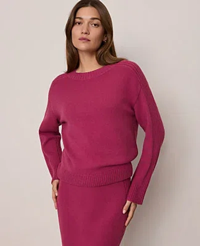 Ann Taylor Petite Weekend Crew Neck Sweater In Pink