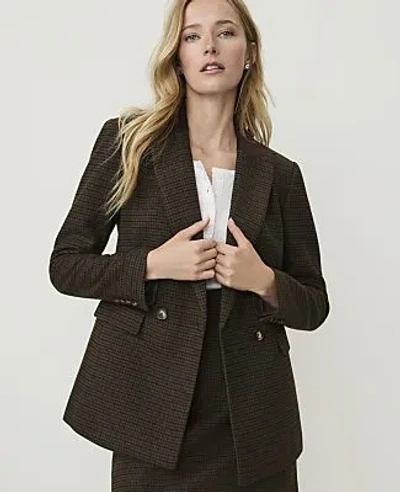 Ann Taylor Petite Weekend Crosby Blazer In Forest Houndstooth Combo