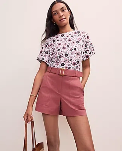 Ann Taylor Petite Weekend Floral Crew Neck Top In Black