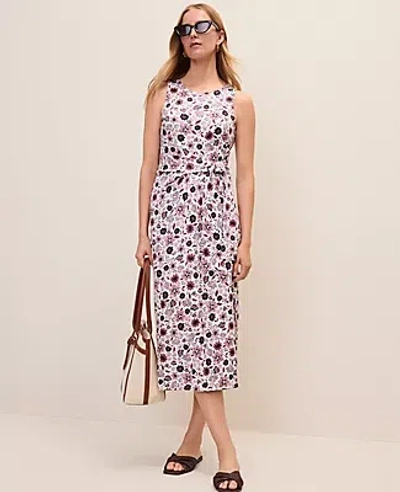 Ann Taylor Petite Weekend Floral Tie Waist Sheath Dress In Black
