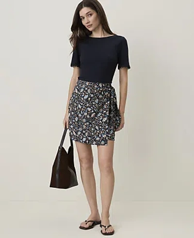 Ann Taylor Petite Weekend Floral Wrap Skirt In Night Sky