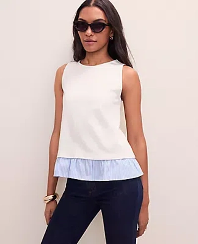 Ann Taylor Petite Weekend Layered Mixed Media Tank In White