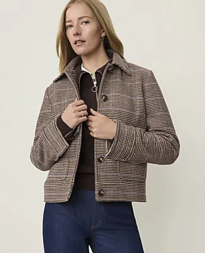 Ann Taylor Petite Weekend Plaid Barn Jacket In B Multi B