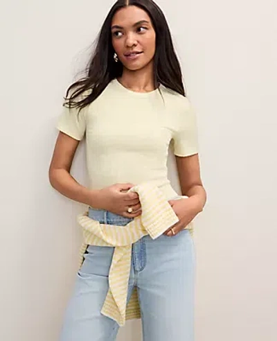 Ann Taylor Petite Weekend Pointelle Crew Neck Tee