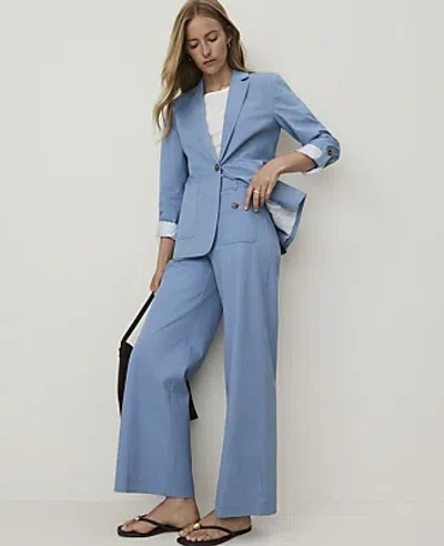 Ann Taylor Petite Weekend Roll Sleeve Blazer In Sea Haze