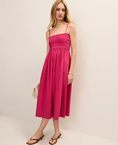Ann Taylor Petite Weekend Smocked Maxi Dress In Red