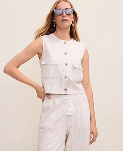 Ann Taylor Petite Weekend Striped Vest In Neutral