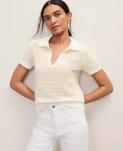 Ann Taylor Petite Weekend Texture Stitch Polo Sweater In Multi