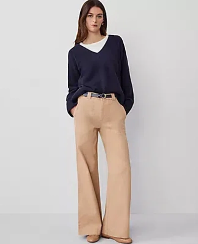 Ann Taylor Petite Wide-leg Pant In Cafe Au Lait