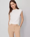 Ann Taylor Petite Wide Shoulder Mock Neck Sweater Shell Top In White