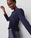 Ann Taylor Petite Wrap Blouse In Night Sky