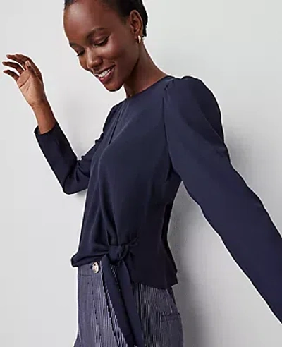 Ann Taylor Petite Wrap Blouse In Night Sky