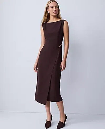 Ann Taylor Petite Wrap Effect Sheath Dress In Brown