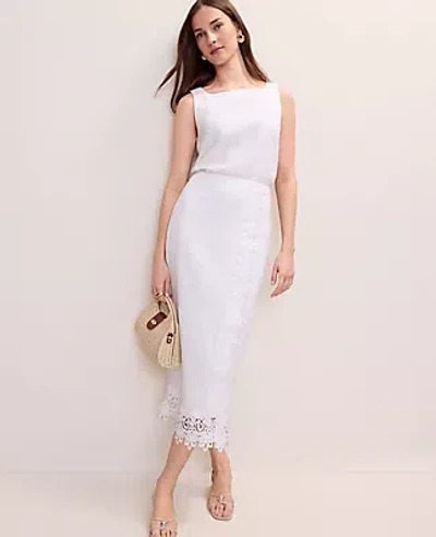 Ann Taylor Petite Wrap Midi Skirt In White