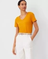 Ann Taylor Pima Cotton V-neck Tee In Inca Gold
