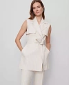 Ann Taylor Pinstriped Trench Vest In Multi