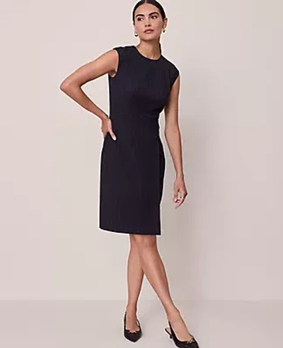 Ann Taylor Pinstriped Wrap Effect Sheath Dress In Black