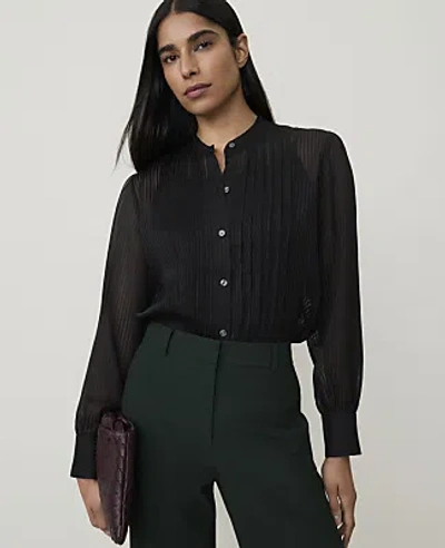 Ann Taylor Pintuck Button Down Blouse In Black