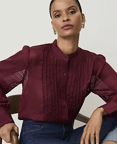 Ann Taylor Pintuck Button Down Blouse In Cherry Pie