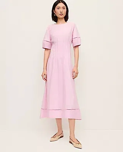 Ann Taylor Pintuck Linen Blend Midi Dress