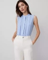 Ann Taylor Pintucked Button Shell Top In Serenity