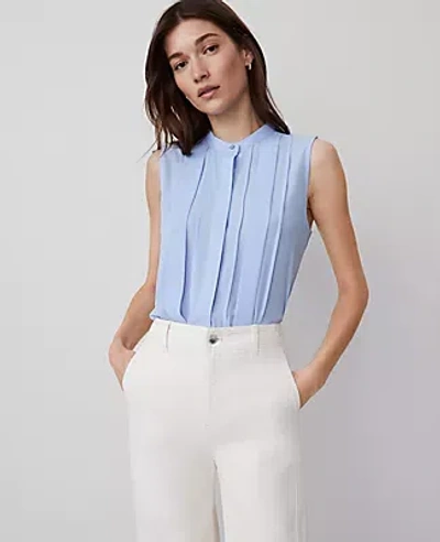 Ann Taylor Pintucked Button Shell Top In Serenity